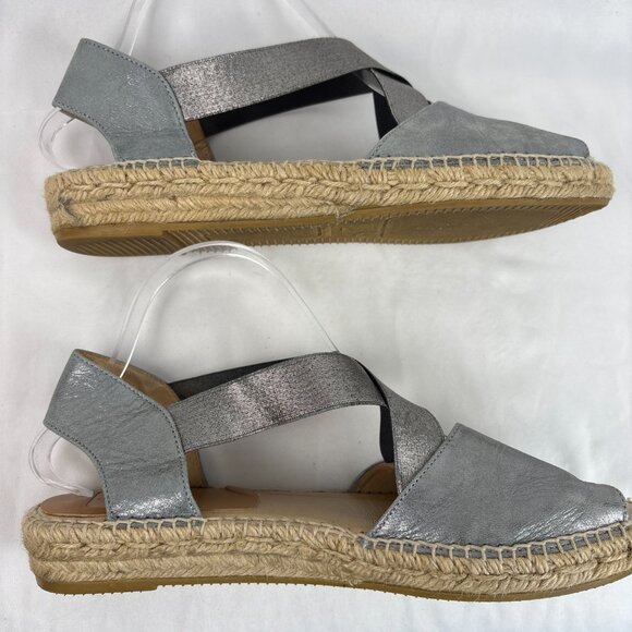Kanna Espadrille Sandals Women’s 41 Metallic Silver Crisscross Slingback Spain - Picture 8 of 16